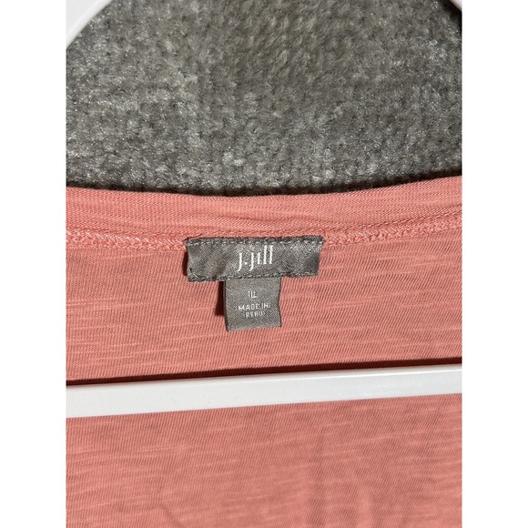 J Jill Deep V-Neck‎ Drawstring Waist Top Womens Size Large Peach Pima Cotton - Picture 3 of 9